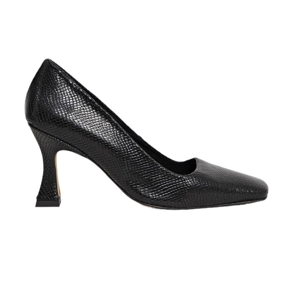 ASOS premium satin leather square toe court heels Made in Spain snake print - Picture 1 of 9